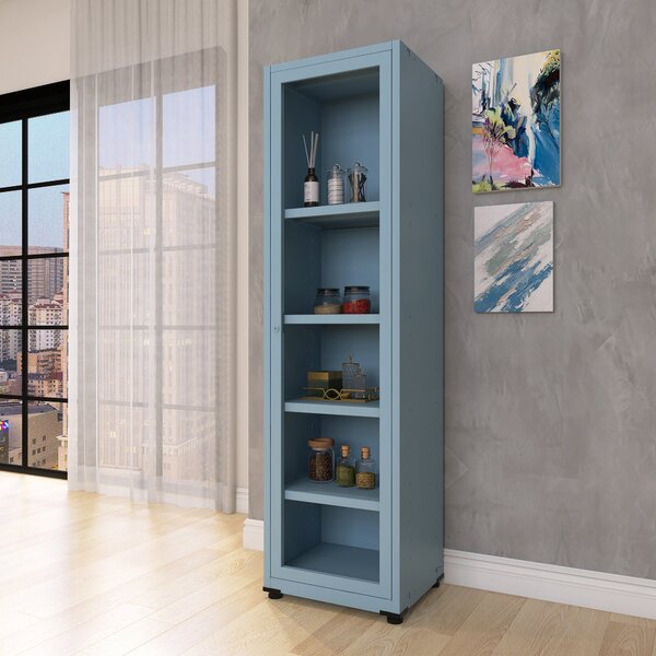 Armário 1 Portas Com Moldura 4 Prateleiras Ap190sl Aço