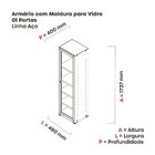 Armário 1 Portas Com Moldura 4 Prateleiras Ap190sl Aço