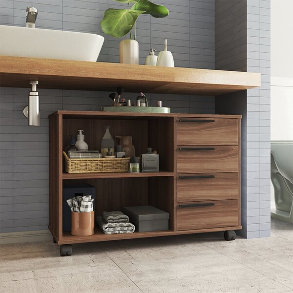 Armário 1 Prateleira 4 Gavetas Mdp 15mm Castanho