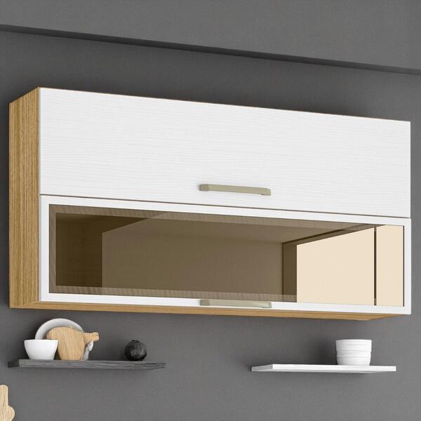 Armário 2 Basculante C/ Vidro 120 Cm Lapis Freijó Supremo