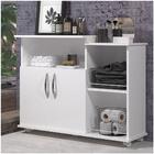 Armário 2 Portas Área De Serviço Tampo Branco E 4 Rodas