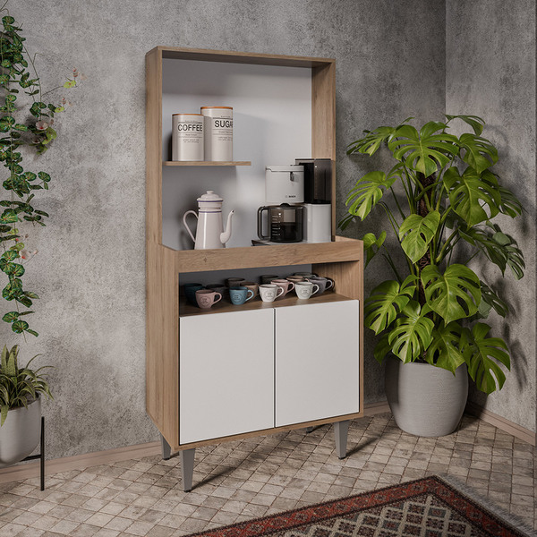 Armário 2 Portas Cantinho Do Café Rilary Para Cozinha Freijó/
