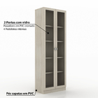 Armário 2 Portas Com Vidro 4 Prateleiras Tecno Mobili - Fresno