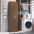 Armário 2 Portas De Bater 5 Prateleiras Multiuso Nogueira