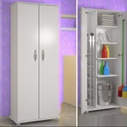 Armário 2 Portas De Chão Lavanderia Branco   Rodas
