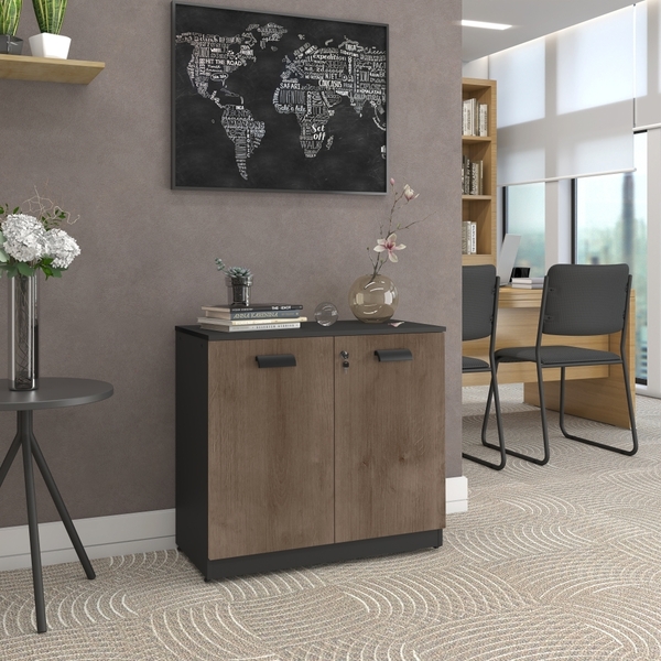 Armario 2 Portas Goldeen Castanho Preto