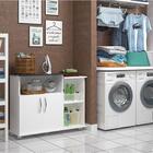 Armário 2 Portas Para Lavanderia Tampo Preto Rodas