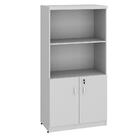 Armário 2 Prateleiras 2 Portas Tranca Escritório Cinza Liso