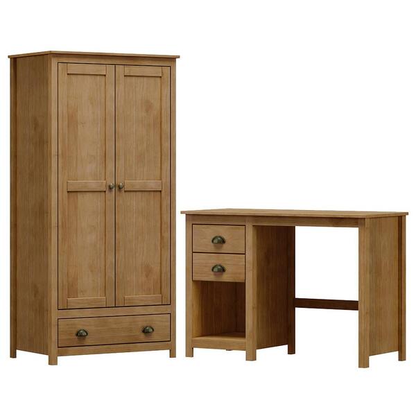 Armario 2 Pt Mesa Escrivaninha 2 Gv Madeira Maciça Milani Sto