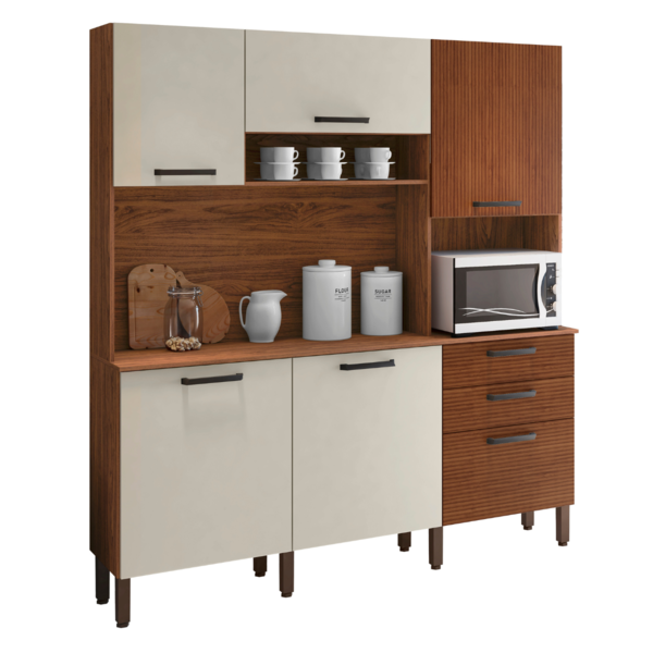 Armário 3 Gavetas E 5 Portas Alicante Ripado Off White