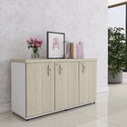 Armário 3 Portas Pivotante Credenza Branco/castanheira