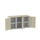 Armário 3 Portas Pivotante Credenza Branco/castanheira