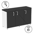Armário 3 Portas Pivotante Credenza Branco/preto
