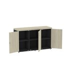 Armário 3 Portas Pivotante Credenza Castanheira/preto