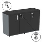 Armário 3 Portas Pivotante Credenza Grafito/preto