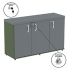 Armário 3 Portas Pivotante Credenza Grafito/salvia