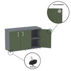 Armário 3 Portas Pivotante Credenza Grafito/salvia