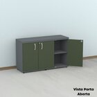 Armário 3 Portas Pivotante Credenza Grafito/salvia