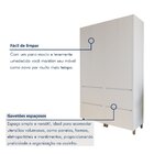 Armário 4 Portas 4 Gavetas 100% Mdf Rainha Branco