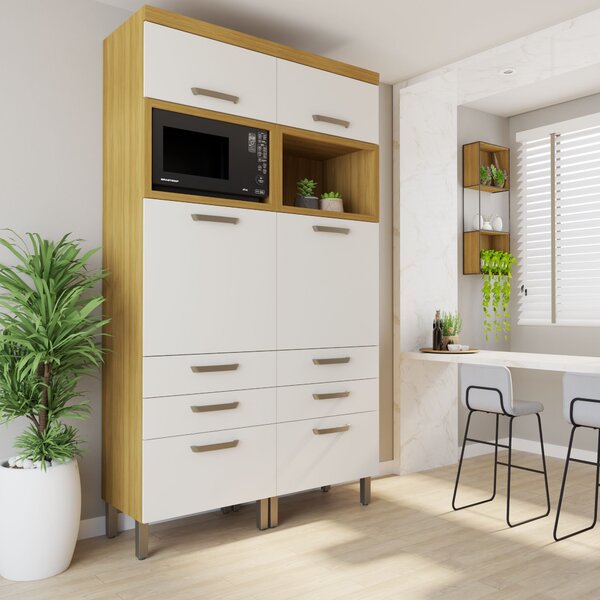 Armário 4 Portas 6 Gavetas 100% Mdf Princesa Freijó/off White