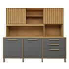 Armário 5 Portas Ripadas 2 Gavetas Diamante Cinamomo/grafite