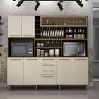 Armário 6 Portas 4 Gavetas Maranella - Ipê/off White