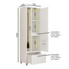 Armário 2 Portas e 2 Gavetas 70x228x52cm Madeira Branco Rainha Nesher