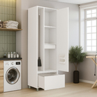 Armário 2 Portas e 2 Gavetas 70x228x52cm Madeira Branco Rainha Nesher