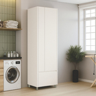 Armário 2 Portas e 2 Gavetas 70x228x52cm Madeira Branco Rainha Nesher