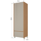 Armário 2 Portas 2 Gavetas 70x228x52cm Madeira Nature e Greige Nesher