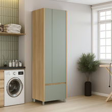 Armário 2 Portas e 2 Gavetas 70x228x52cm Madeira Nature Rainha Nesher