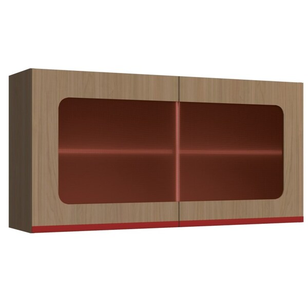 Armário Aéreo 02 Portas Com Vidro New Urban Nature/marsala -