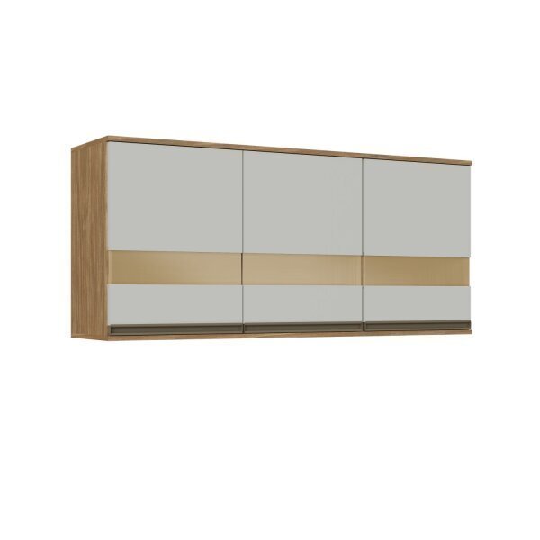 Armario Aereo 100% Mdf Com Vidro Reflecta E Puxadores De Alum