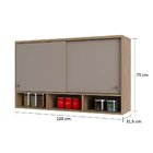 Armário Aéreo 120 Cm 2 Portas De Correr E Nicho Inferior Mel