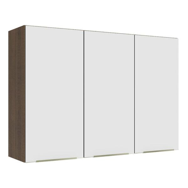 Armário Aéreo 120 Cm 3 Portas Rustic/branco Veludo Lux Madesa