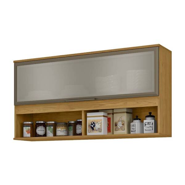 Armário Aéreo 120cm 1 Porta Basculante Com 2 Nichos Verace Ma