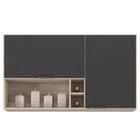 Armário Aéreo 120cm 2 Portas 3 Nichos Firenze D02 Avena/grafi