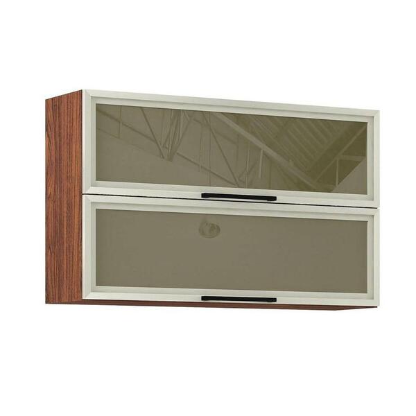 Armário Aéreo 120cm 2 Portas Basculantes Vidro Reflecta Viv C