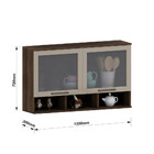 Armário Aéreo 120cm 2 Portas Com Vidro Fumê E Nicho Inferior