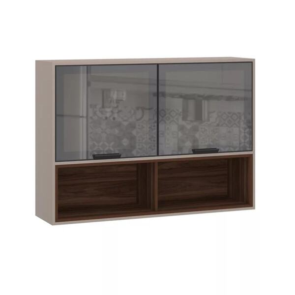 Armário Aéreo 120cm 2 Portas Com Vidro Reflecta Stylo Luciane