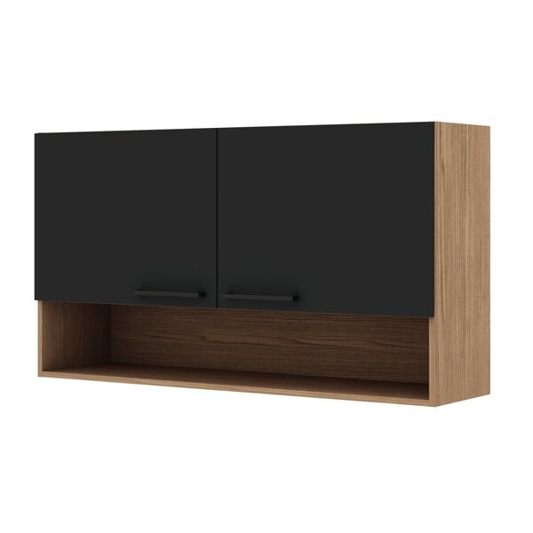 Armário Aéreo 120cm 2 Portas Genialflex Ébano/preto