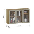 Armário Aéreo 120cm 3 Portas Com Vidro Canelado Isis Luciane