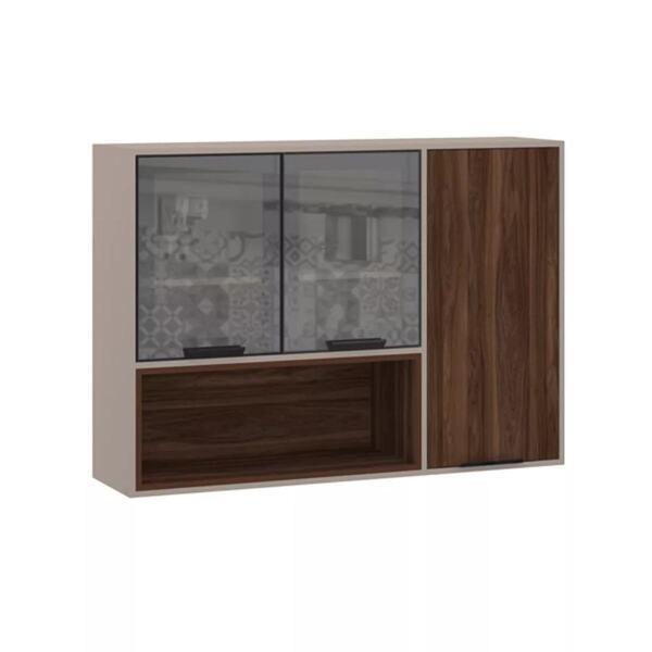 Armário Aéreo 120cm 3 Portas Com Vidro Reflecta Stylo Luciane