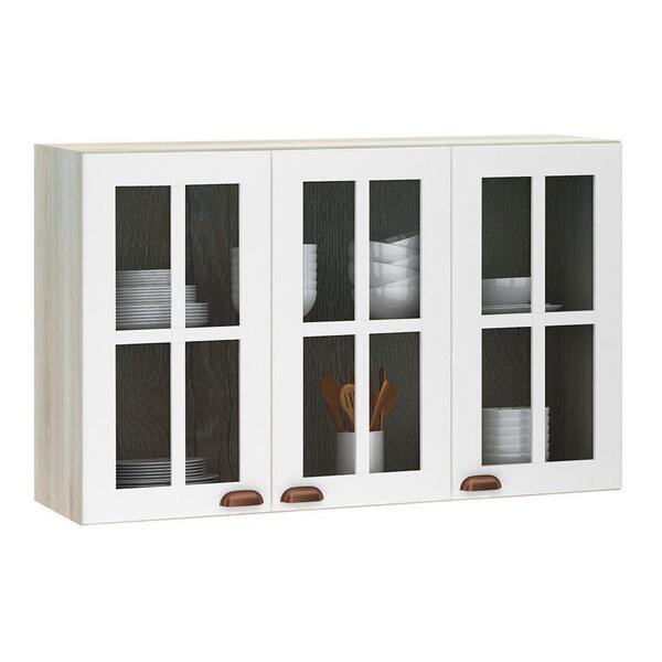 Armário Aéreo 120cm 3 Portas Janelinha Crema Com Branco Pet