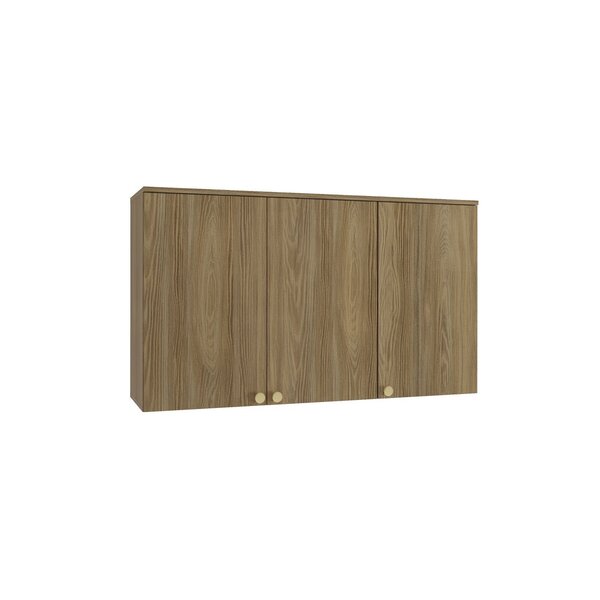 Armário Aéreo 120cm 3 Portas Madeira  Nogueira