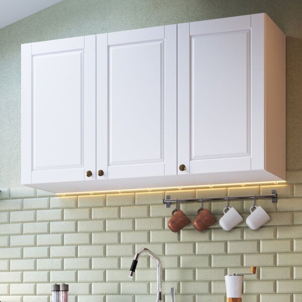 Armário Aéreo 120cm 3 Portas Mdf Provençal  Branco