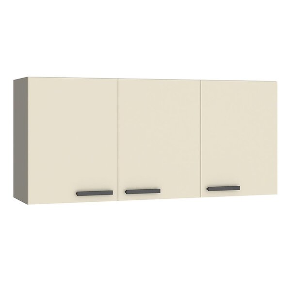 Armário Aéreo 120cm 3 Portas Prateleira Interna Max Cinza/cha