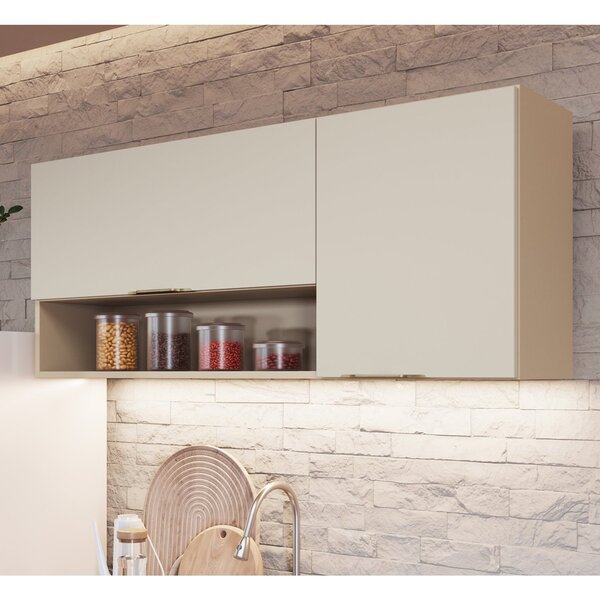 Armário Aéreo 120cm Para Cozinha 2 Portas Carol Mocca/areia