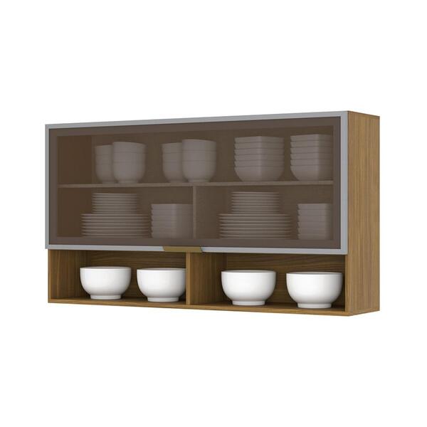 Armário Aéreo 1 Porta 120cm Multimóveis Cr6019 Nature/cinza