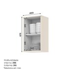 Armário Aéreo 1 Porta 40cm 100% Mdf Aurora Off White